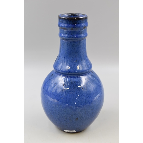 298 - Midi Sized Terracotta Table top Chiminea in Heavy Blue Glaze 10