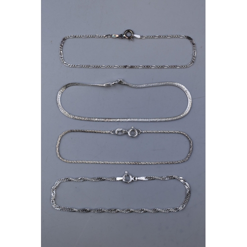 120 - Four Silver 925. Bracelet Chains