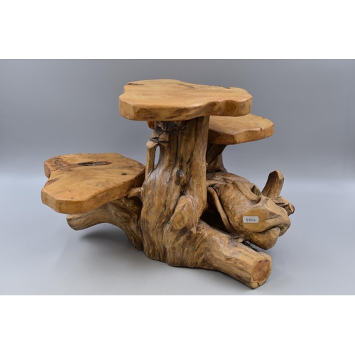 581 - Hand made Quality Crafted Natural Root Wood Three tier Display centre piece approx 17