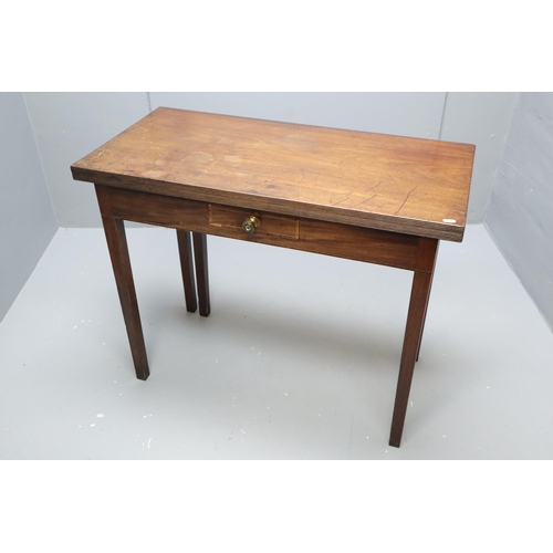 568 - Victorian Mahogany Fold-Over Table with One drawer Storage Decorated with Inlay a nice Polished Exam... 