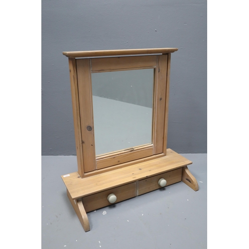 570 - Pine Dressing Table Mirror with Two Drawers (23