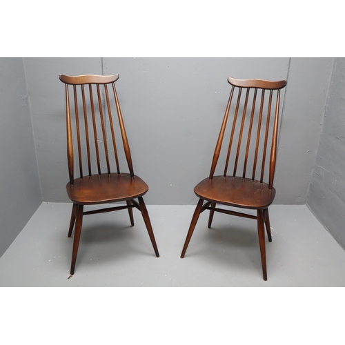 588 - Stunning Pair of Vintage 1960's Ercol Spindle Back Goldsmith Chairs