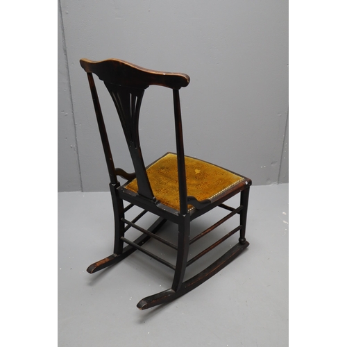 589 - Antique Fabric Seated Rocking Chair (35