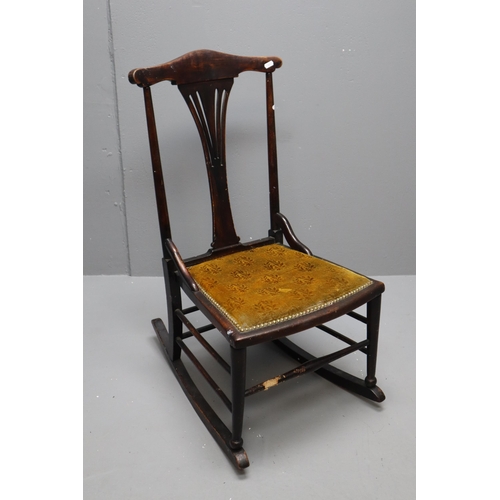 589 - Antique Fabric Seated Rocking Chair (35