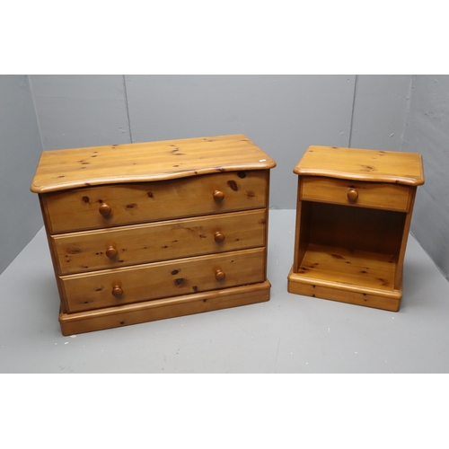 572 - Pair of Duchers Matching Pine Bedroom Units to include a Three Drawer Chest Of Drawers (33