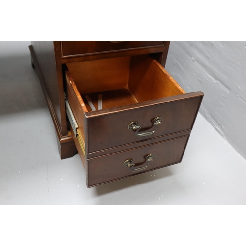 595 - Vintage  Leather Inlaid Mahogany Captain Desk with 8 Drawers Approx 54