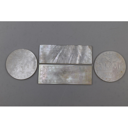 155 - Four Antique Chinese Mother of Pearl Gaming Tokens