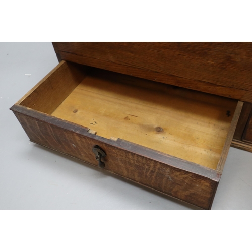 617 - Early Mid Century Oak travel Chest with Two Drawer Lower Storage and Two Drawer Internal Storage sho... 