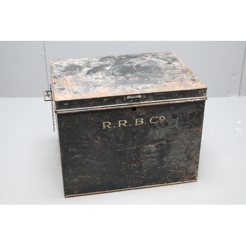 627 - Large Vintage R.R.B.Co. Metal Storage Box Approx 24