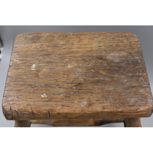 634 - Antique 19th Century Elm Hand Crafted Stool (14