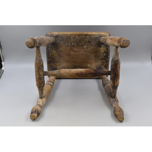 634 - Antique 19th Century Elm Hand Crafted Stool (14