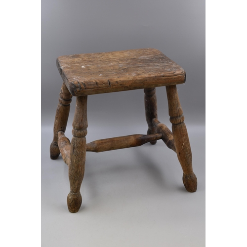 634 - Antique 19th Century Elm Hand Crafted Stool (14