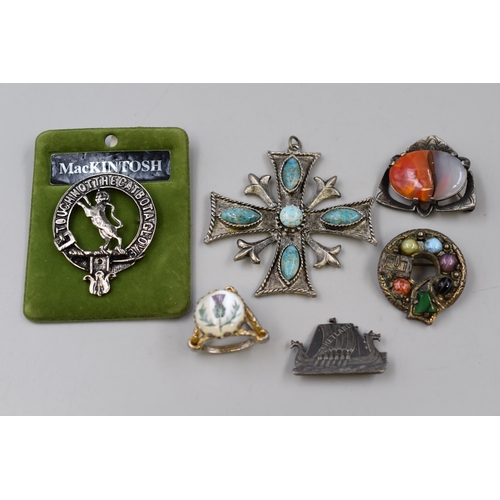 189 -  Selection of Celtic Style Jewellery To Include Clan Badge, Ship Brooch, Cross Pendant, And Mor... 