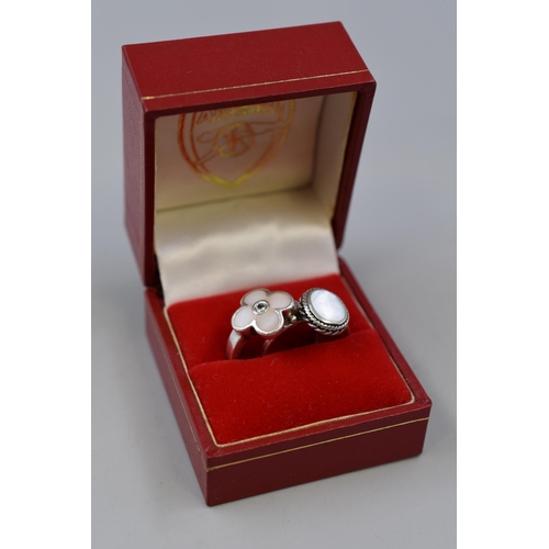 193 - Two Mother of Pearl Inlaid 925. Silver Rings