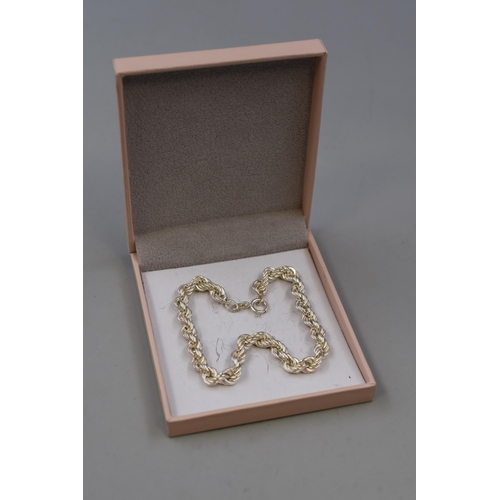 196 - Silver 925. Twisted Chain Bracelet Chain, In Presentation Box