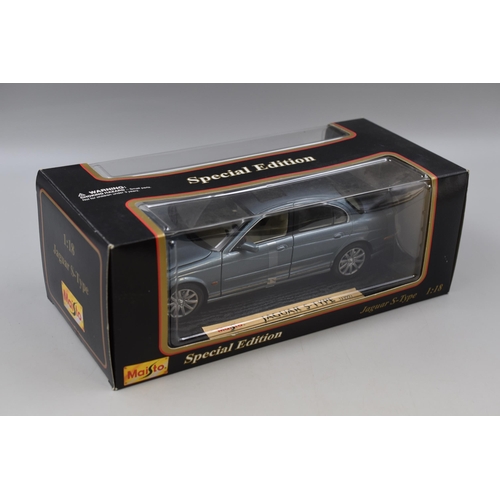 201 - Boxed, Maisto Die-Cast Model, Jaguar S Type (1999 ) Metallic Blue Classic Special Edition, Scale 1:1... 