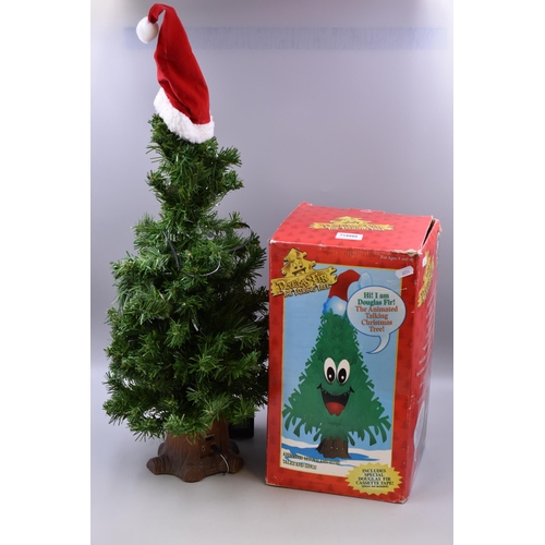 699 - Douglas Fir Talking Christmas Tree Complete with Box and Cassette Tape (Working when Tested)