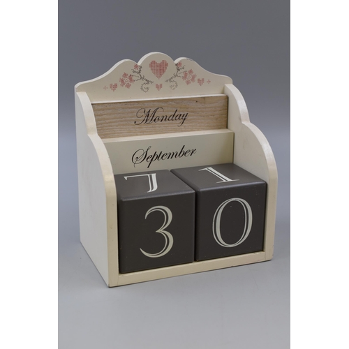 703 - Hand Made Desktop Wooden Perpetual Calendar .