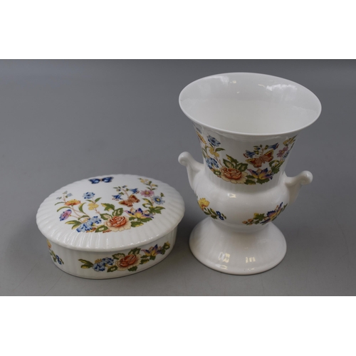 707 - Aynsley Cottage Garden Vase and a Matching Aynsley Cottage Garden Trinket Box