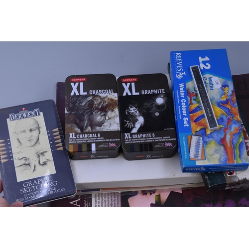 721 - Selection of Art Supplies To Include Derwent XL Charcoal and Graphite, Reeve Watercolour Set, Derwen... 