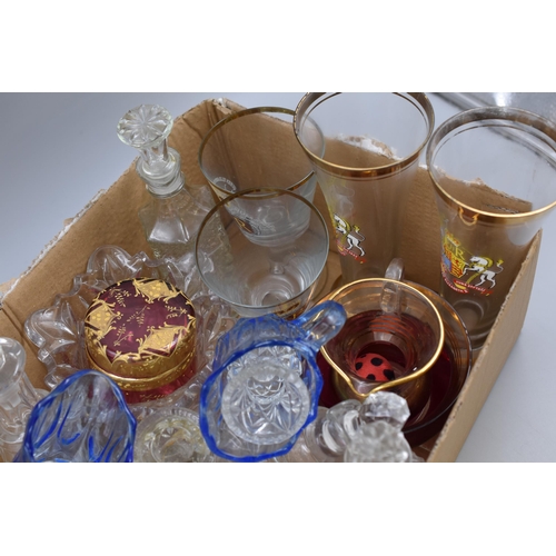 725 - Selection of Glassware to include Crystal, Commemorative and Ruby Glass