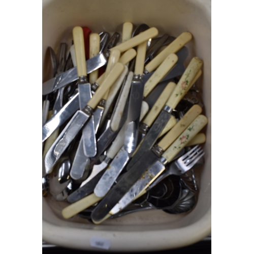 730 - Selection of Assorted Vintage Cutlery, And Three Pieces of Ceramic Meir Ware Depicting Swans To Incl... 