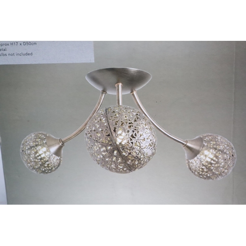 677 - Two Boxed Dunelm Allie Antique Copper 3 Light Ceiling Fittings (H17xD50), Appear Complete. RRP &poun... 