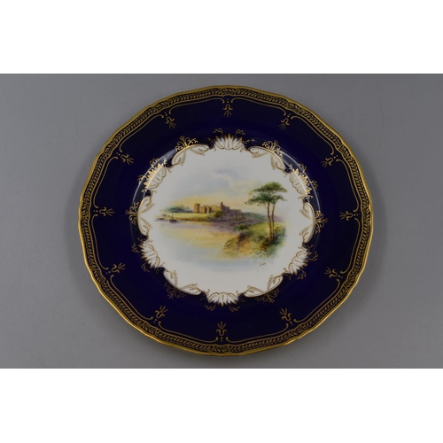 312 - A Royal Worcester Cobalt and Gilt Chepstow Castle Collectors Plate, By Artist Nicholls. Approx 11