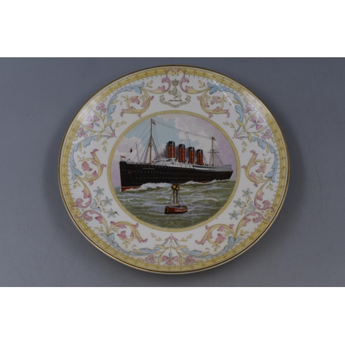 344 - A Minton Souvenir Plate From R.M.S Mauretania, Circa 1906. Depicts The Liner Steaming Off The Sandyh... 