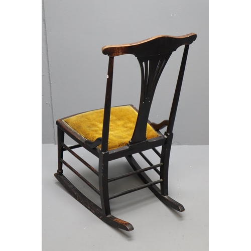 589 - Antique Fabric Seated Rocking Chair (35