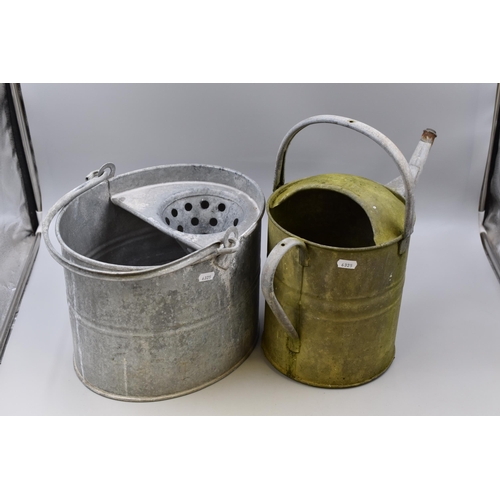 653 - Two Vintage Galvanized Items to include Watering Can and Mop Bucket