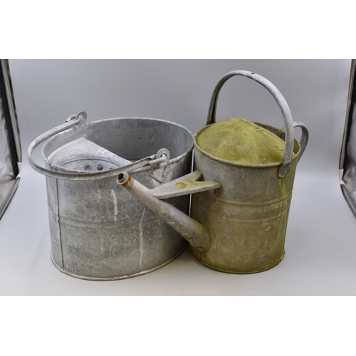 653 - Two Vintage Galvanized Items to include Watering Can and Mop Bucket