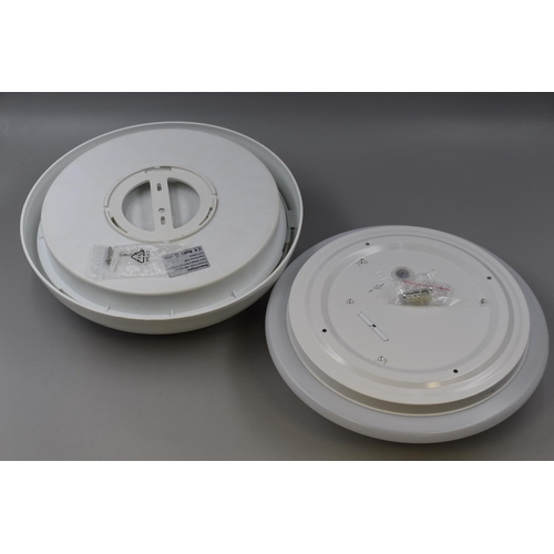 728 - Two Boxed Searchlight Flush Circular Bathroom Lights, Both Approx 12