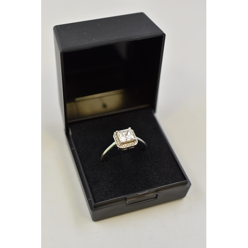 2 - Silver 925 Large Stoned Ring Complete with Presentation Box