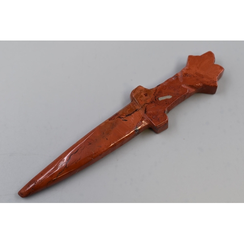 14 - Natural Hand Carved Red Jasper Crystal Ceremonial Dagger