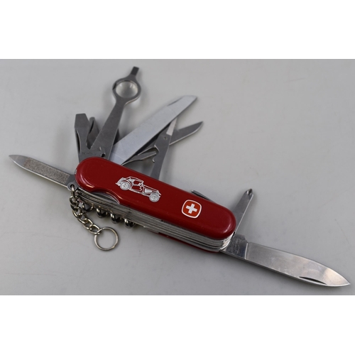 185 - A Wenger Delemont Swiss Multi-Tool Penknife, Depicting Vintage Car