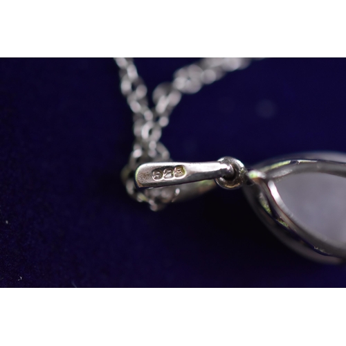 18 - Silver 925 White Teardrop Stoned Necklace Complete with Presentation Box