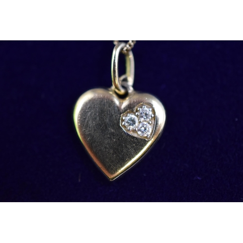 19 - Silver 925 Gold Tone Heart Pendant Necklace with Cubic Zirconia Stones Complete with Presentation Bo... 