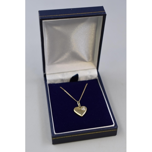 19 - Silver 925 Gold Tone Heart Pendant Necklace with Cubic Zirconia Stones Complete with Presentation Bo... 