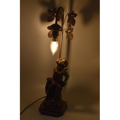 306 - A Bronzed Child and Dog Table Lamp, Approx 22