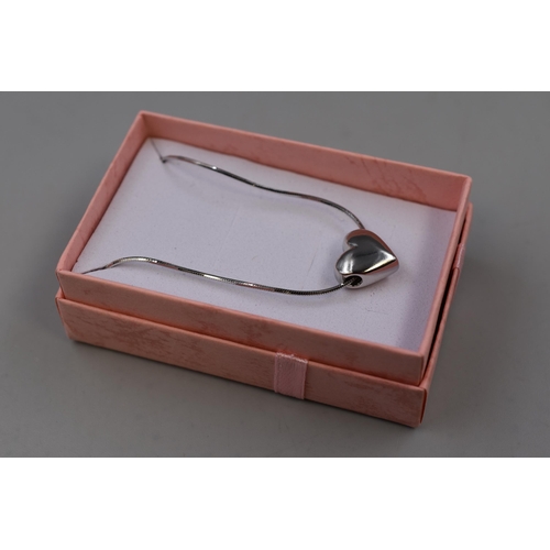 27 - Silver 925 Necklace with Heart Shaped Pendant Complete with Presentation Box