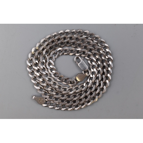 35 - A 925. Silver Curb Link Necklace Chain, 20