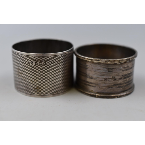 36 - Two Hallmarked Birmingham Silver Napkin Rings To Include John Rose Circa 1931, And TS Circa 1934