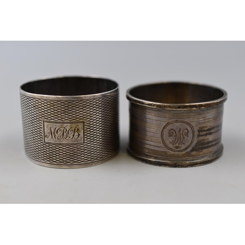 36 - Two Hallmarked Birmingham Silver Napkin Rings To Include John Rose Circa 1931, And TS Circa 1934