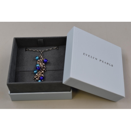 37 - Silver 925, Blue Dangle Beaded Necklace Complete with Presentation Box