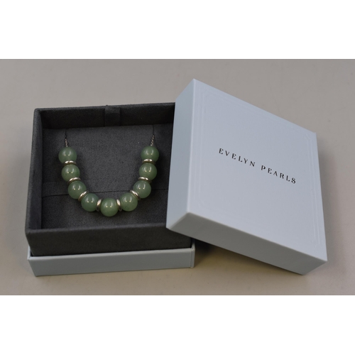 38 - Silver 925, Green Bead Necklace Complete in Presentation Box