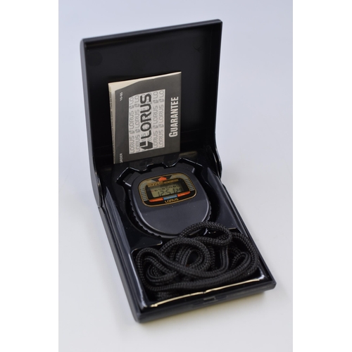 71 - A Lorus Sport's Stopwatch, In Presentation Box. Working