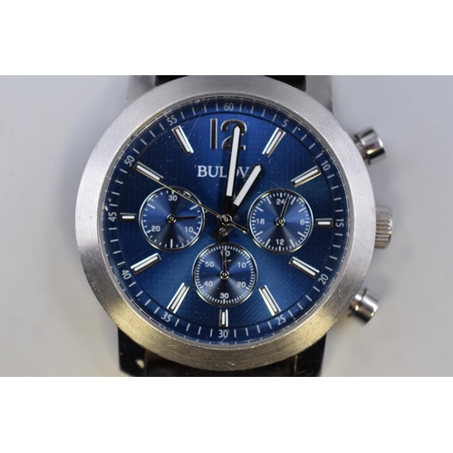 79 - A Bulova Chronograph Blue Dial Quartz Gent's Watch, Working