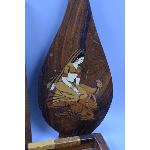 327 - Wood and bone bottle shaped Indian lady platter (14