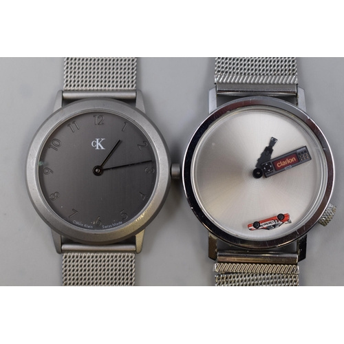 82 - Two Gent's Quartz Watches To Include Calvin Klein, Akteo Clarion 1996 Multimedia Wheel. Working